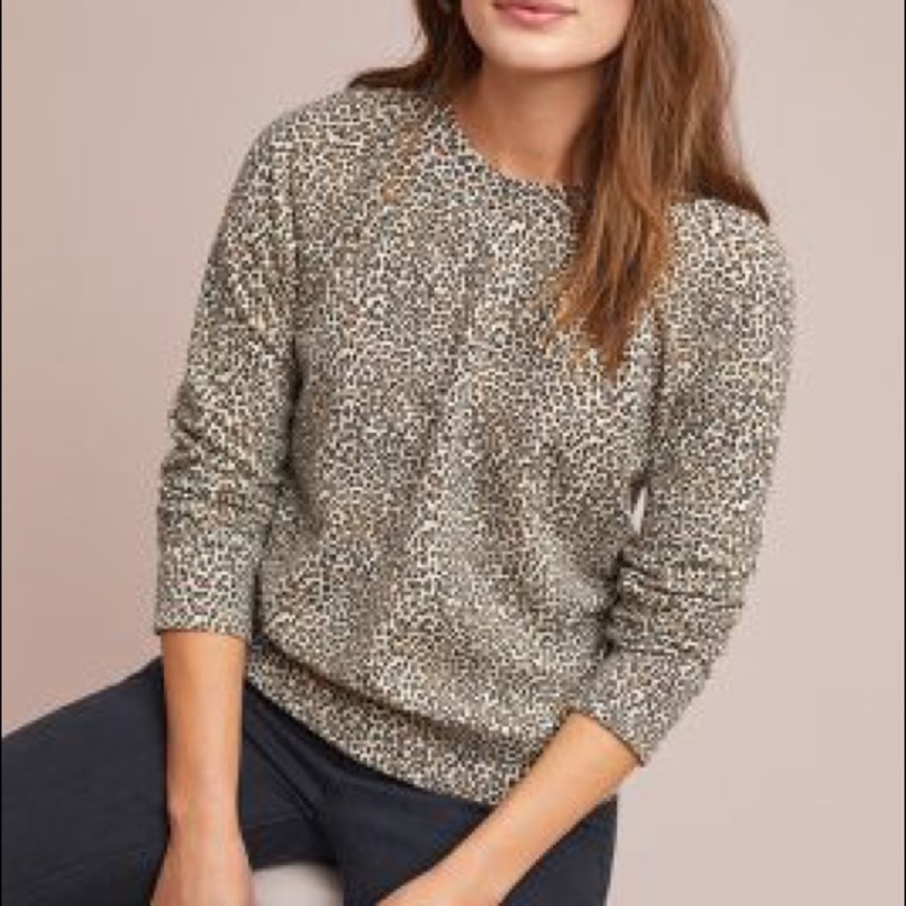 Anthropologie Petite Leopard Sweatshirt
